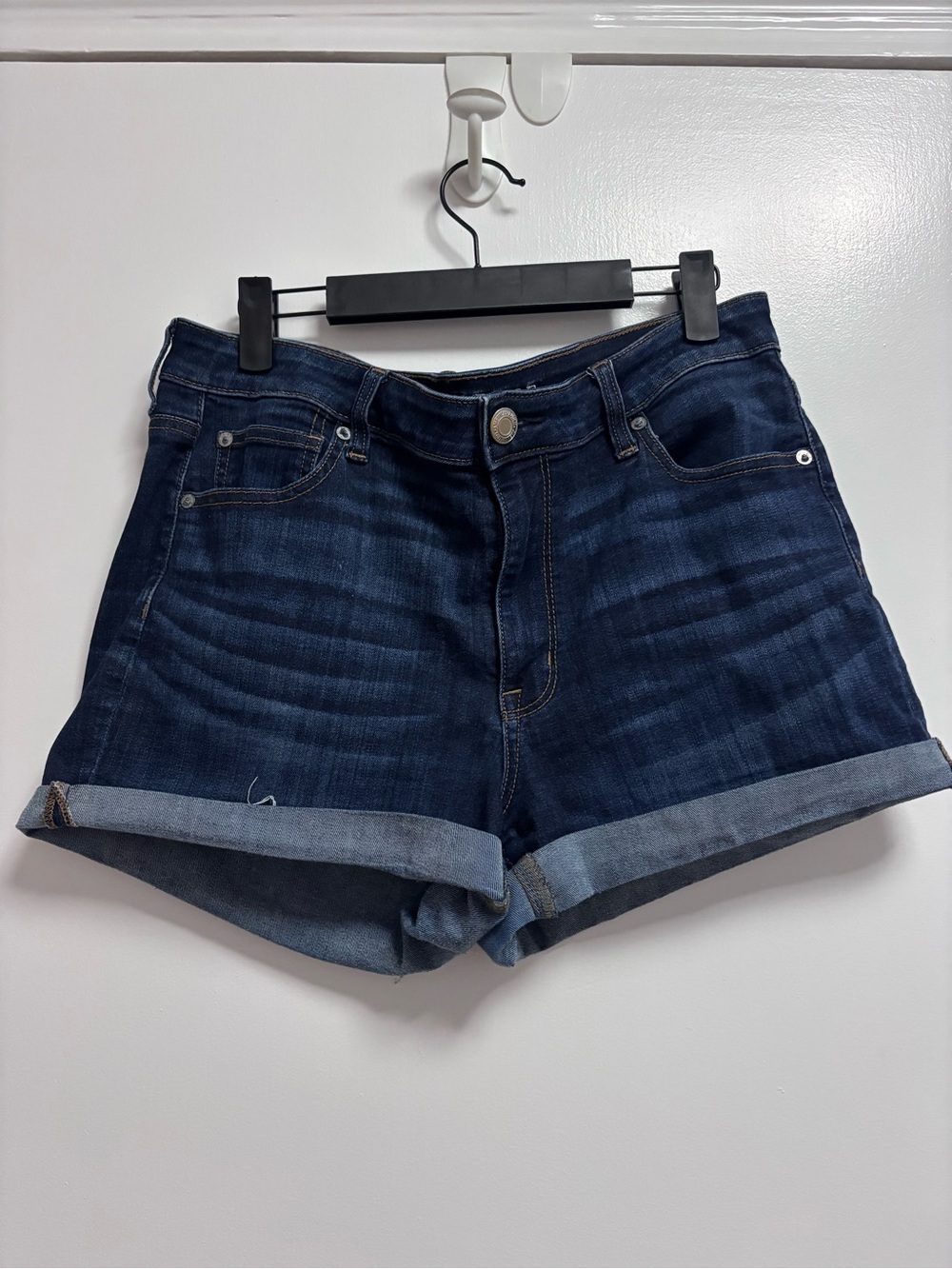 American Eagle Outfitters Dark Blue Rolled Hem Denim Shorts
